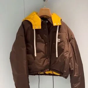 Miu Miu Brown and Yellow Puffer Jacket
